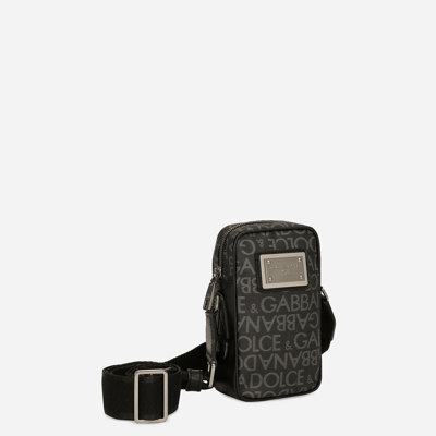 Dolce & Gabbana Small Coated Jacquard Crossbody Bag In Multicolor