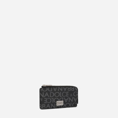 Dolce & Gabbana Coated Jacquard Card Holder In Multicolor
