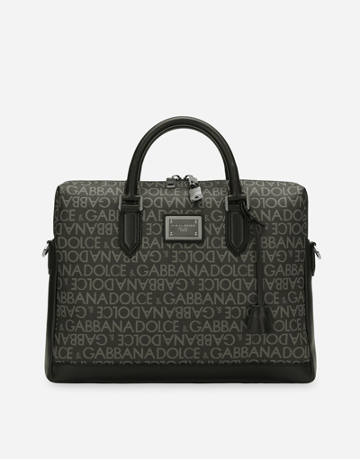 Shop Dolce & Gabbana Coated Jacquard Briefcase In Multicolor