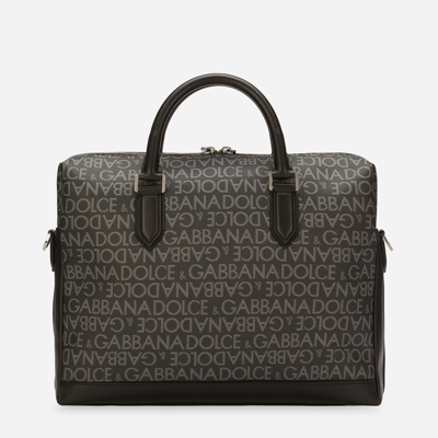 Shop Dolce & Gabbana Coated Jacquard Briefcase In Multicolor