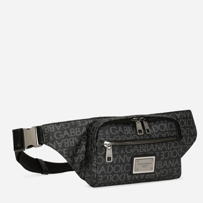 Dolce & Gabbana Small Coated Jacquard Belt Bag In Multicolor