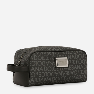 Shop Dolce & Gabbana Coated Jacquard Toiletry Bag In Multicolor
