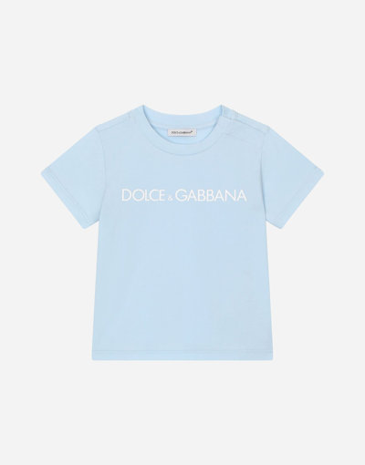 Shop Dolce & Gabbana Jersey T-shirt With Logo Print In Grey