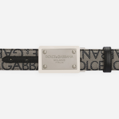 Shop Dolce & Gabbana Coated Jacquard Belt With Logo Tag In Multicolor