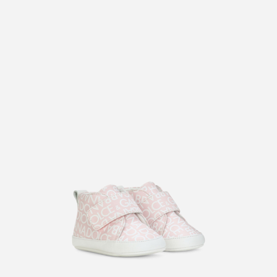 Shop Dolce & Gabbana Printed Nappa Leather Mid-top Sneakers In Pink