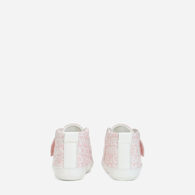 Shop Dolce & Gabbana Printed Nappa Leather Mid-top Sneakers In Pink