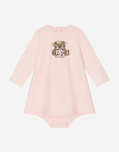 Shop Dolce & Gabbana Interlock Midi Dress With All-over Logo Print In Pink