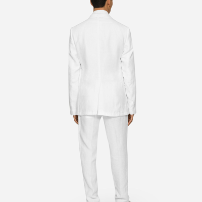 Shop Dolce & Gabbana Double-breasted Linen Taormina Jacket In White