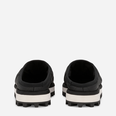 Shop Dolce & Gabbana Padded Quilted Nylon Slip-ons In Black