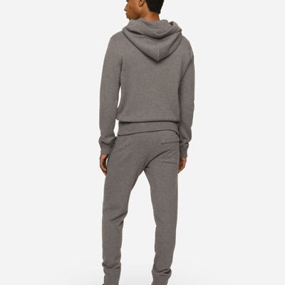 Dolce & Gabbana Cotton Sweatshirt With Iconic Metal Logo Plate In Grey
