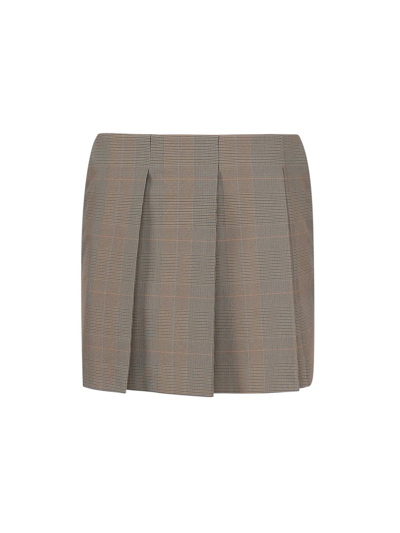 Shop Sportmax Checked Pleated Skirt In Multi