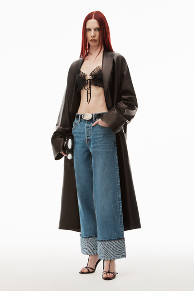 Shop Alexander Wang Wave Cuff Wide Jean In Denim In Vintage Medium Indigo