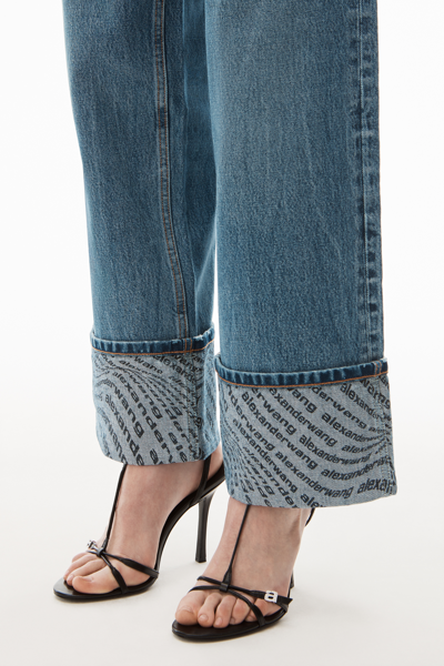 Shop Alexander Wang Wave Cuff Wide Jean In Denim In Vintage Medium Indigo