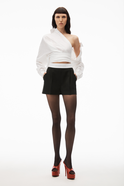 Shop Alexander Wang Pleated Shorts In Wool Tailoring In Black