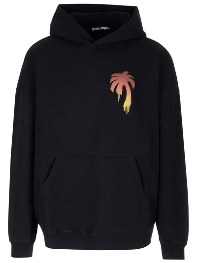 Shop Palm Angels Palm Tree Printed Hoodie In Black