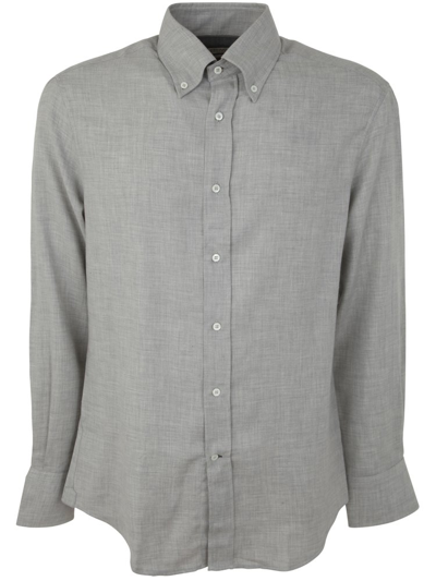 Shop Brunello Cucinelli Long Sleeved Buttoned Shirt In Grey