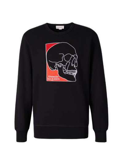 Shop Alexander Mcqueen Graphic Printed Crewneck Sweatshirt In Black
