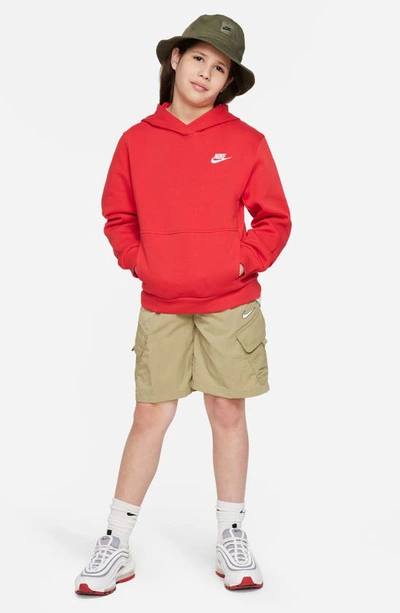 Shop Nike Kids' Club Fleece Hoodie In University Red/ White