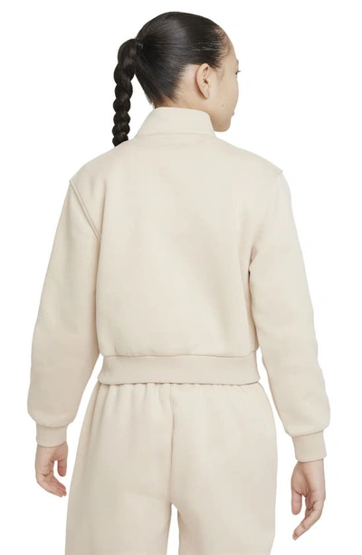 Shop Nike Kids' Sportswear Club Fleece Quarter Zip Pullover In Sanddrift/ White