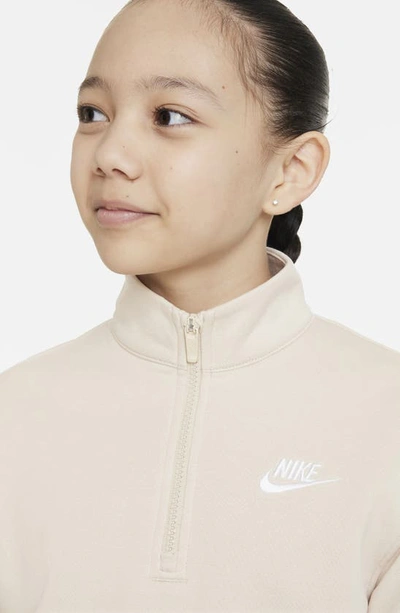 Shop Nike Kids' Sportswear Club Fleece Quarter Zip Pullover In Sanddrift/ White