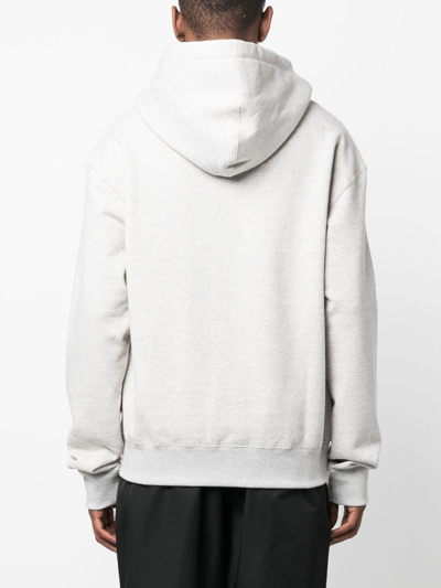 Shop Jil Sander Logo Cotton Hoodie In Grey