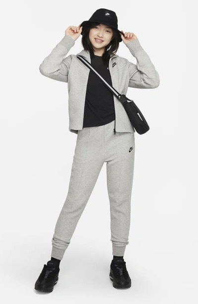 Shop Nike Kids' Tech Fleece Full Zip Hoodie In Dark Grey Heather/ Black