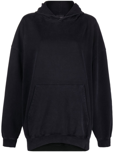Shop Balenciaga Logo Cotton Hoodie In Black