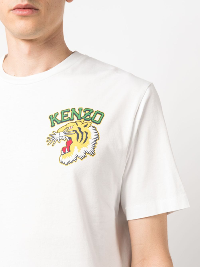 Shop Kenzo Tiger Varsity Classic Cotton T-shirt In White