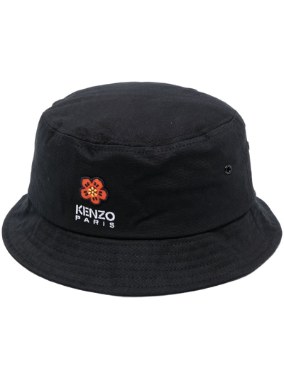 Shop Kenzo Boke Flower Crest Bucket Hat In Black