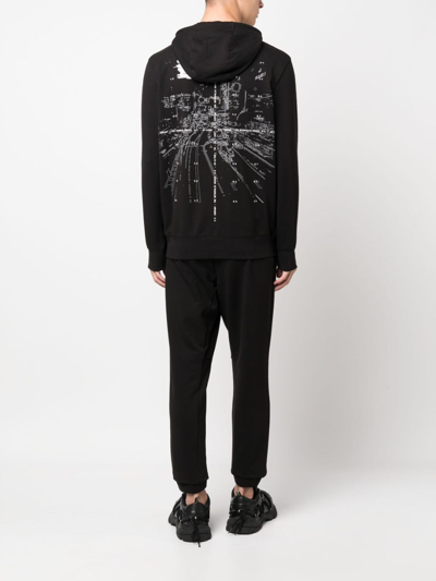 C.p. Company Logo-print Stretch-cotton Hoodie In Black