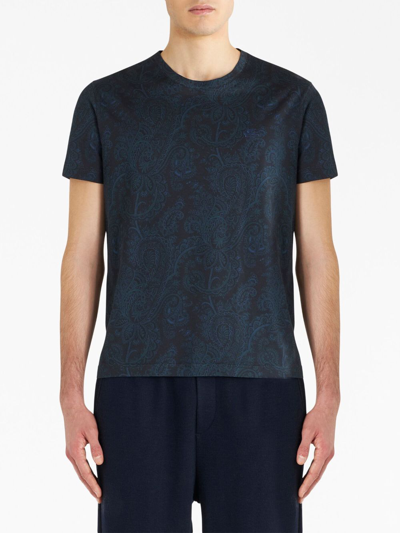 Shop Etro Paisley-print Cotton T-shirt In Black