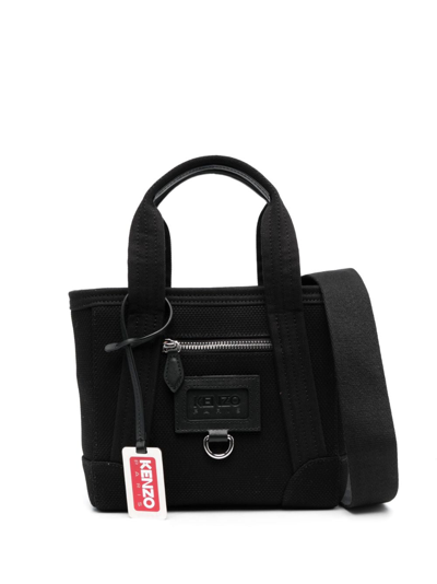 Shop Kenzo Tag Cotton Mini Tote Bag In Black