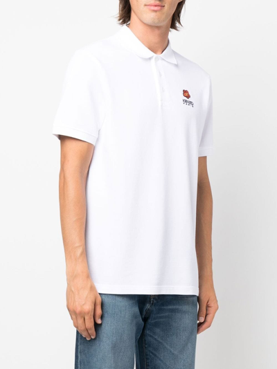 Shop Kenzo Boke Flower Crest Cotton Polo Shirt In White