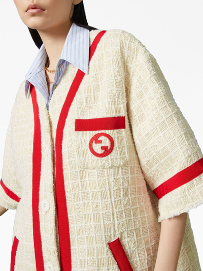 Shop Gucci Embroidered Cotton Jacket In White