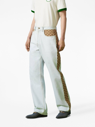 Shop Gucci Gg Supreme Motif Denim Jeans In White