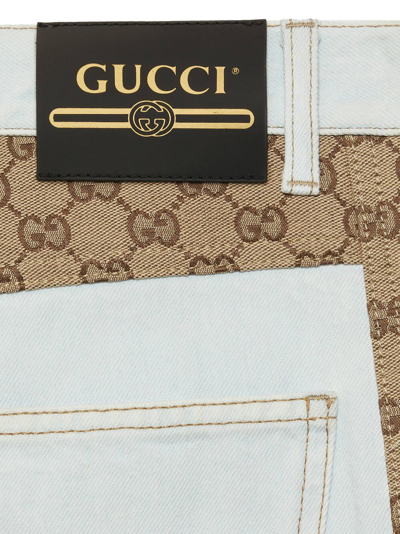 Shop Gucci Gg Supreme Motif Denim Jeans In White