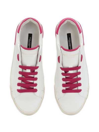 Shop Dolce & Gabbana Portofino Vintage Leather Sneakers In Pink