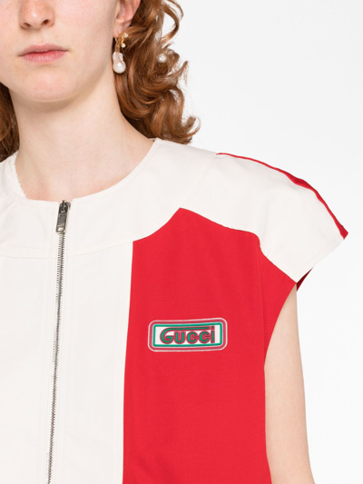 Shop Gucci Cotton Sleeveless Jacket In Red