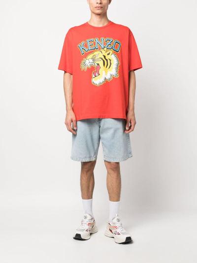 Shop Kenzo Tiger Varsity Oversize Cotton T-shirt In Red