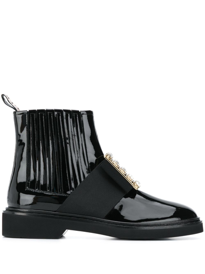 Shop Roger Vivier Viv Ranger Leather Boots In Black