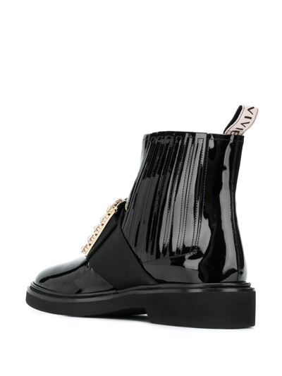 Roger Vivier Black Viv Rangers Patent Leather Boots In Black