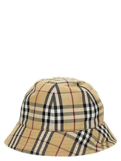 Shop Burberry Check Bucket Hat In Beige