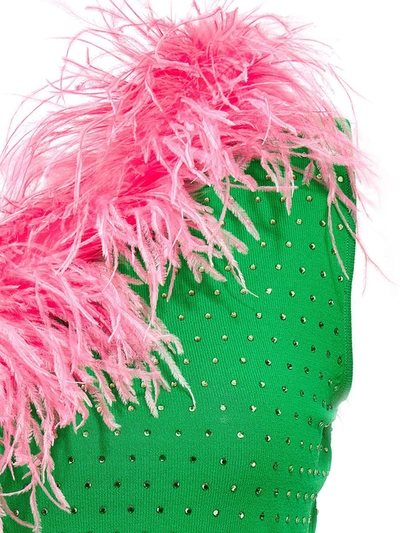 Shop Chiara Ferragni Feather Sequin One Shoulder Top In Multicolor