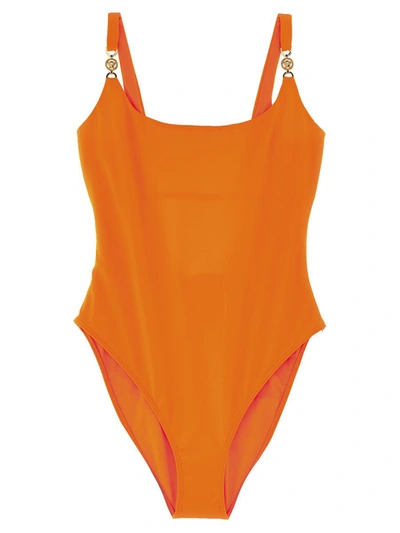 Shop Versace 'medusa' One-piece Swimsuit In Orange