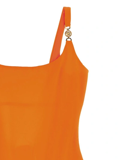 Shop Versace 'medusa' One-piece Swimsuit In Orange
