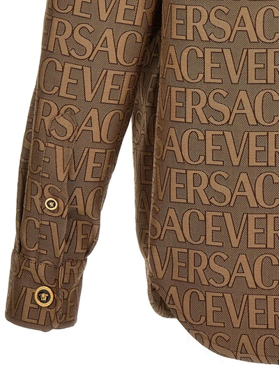Shop Versace ' Allover' La Vacanza Capsule Shirt In Beige