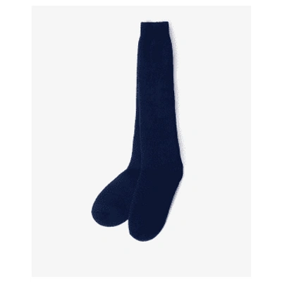 Shop Barbour Navy Wellington Knee Socks In Blue
