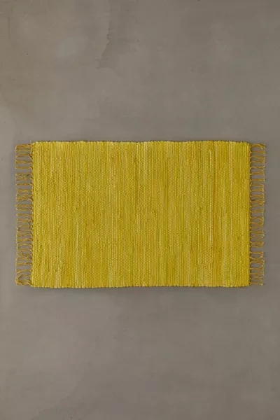 Shop Urban Renewal Remnants Solid Chindi Rug In Yellow At Urban Outfitters