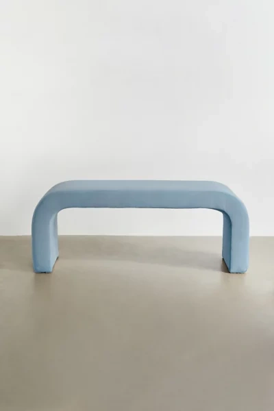 Shop Urban Outfitters Sienna Velvet Bench In Sky