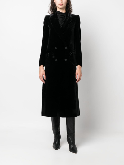 Blazé Milano Double-breasted Velvet Midi Dress In 黑色